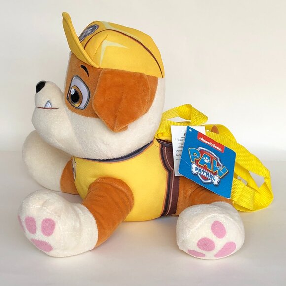 New w/Tag Paw Patrol Rubble Plush Backpack  Large Pillow Pal Bag For Age 3+ - Picture 3 of 10